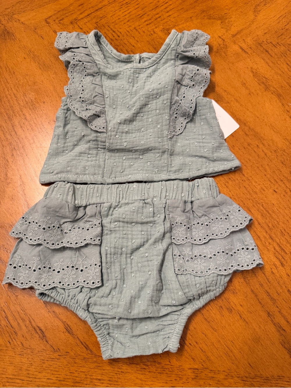 Grayson Mini Ruffle Tank & Diaper Cover Set in Sage